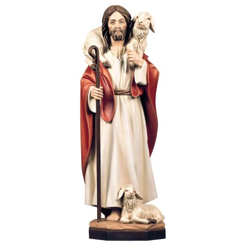 Jesus the good shepherd made of wood