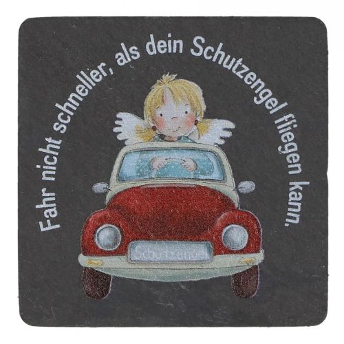 Slate plaque with guardian angel "Don't drive faster than your guardian angel"