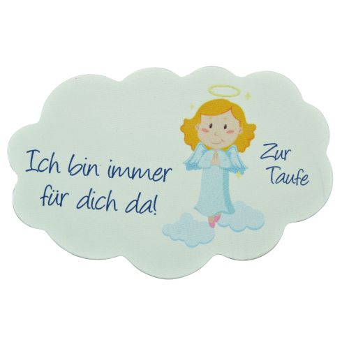 Schutzengel auf Wolke aus Holz zur Taufe, weiß