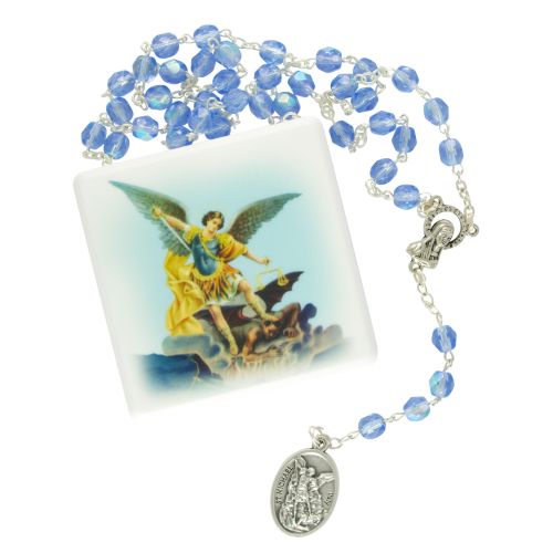 Rosenkranz zum Erzengel Michael in Etui, blau