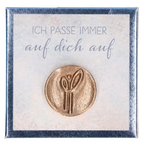 Portemonnaie-Plakette "Ich passe immer auf dich auf" mit Engel und Geschenkmäppchen.