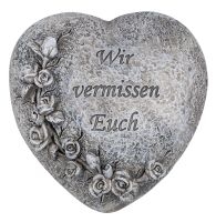 Grabschmuck Herz mit Rosenranke "Wir vermissen euch"