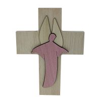 Intarsienkreuz Engel, Holz