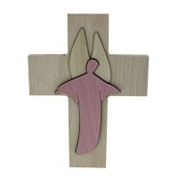 Inlaid cross angel, wood