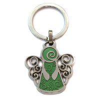 "Guardian angel" key fob with curls in green