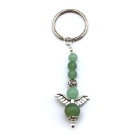 Angel" keyring pendant, aventurine silver-colored