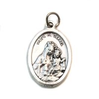 Medaille oxidiertes Metall Scapulier Madonna von Carmel und Herz Jesu