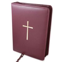 Praise book cover with cross, wine red