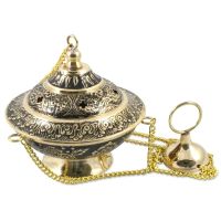 Painted brass incense burner