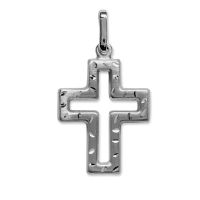 Silver cross rhodium-plated