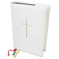 Divine Office cover with cross, white