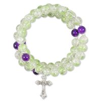 Wrap bracelet light green/purple with cross