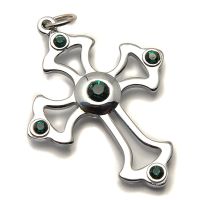 Chrome-plated decorative cross, green