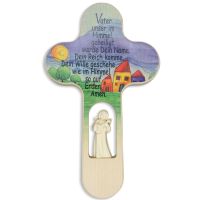 Kinderkreuz "Vater Unser" mit Engel aus Holz