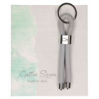 Key ring cord fish symbol, silver-colored