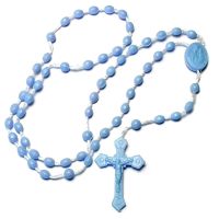 Plastic rosary, light blue