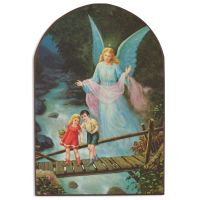 Bild Schutzengel mit Kinder auf Brücke, abgerundet
