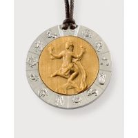 Astrological sign Aquarius, pendant genuine silver &amp; wood