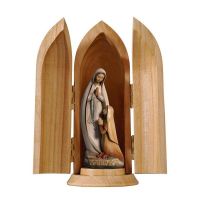 Madonna of Lourdes with Bernadette, modern in niche