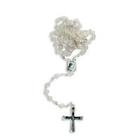 Rose quartz rosary, stylized silver-plated