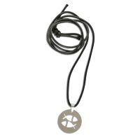 Stainless steel fish chain with brown and black strap