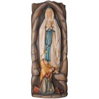 Holzrelief "Madonna von Lourdes in Grotte"
