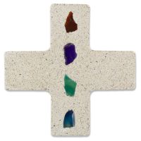 Kreuz mit Achat-Stücken, bunt