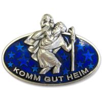 Car badge and magnet Christophorus blue oval with stars