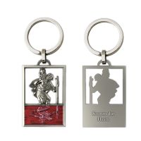 Christophorus key ring "come home safely" with color inlay, red