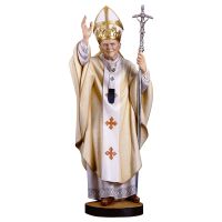 Papstfigur Papst Johannes Paul II aus Holz