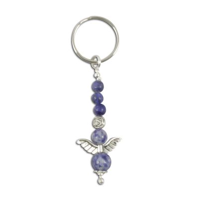 Angel" keyring pendant, silver-colored sodalite