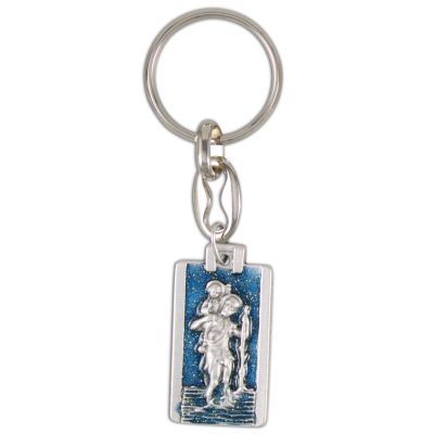 Schlüsselanhänger Christopherus, glitzernd blau