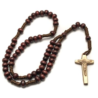 Walnut rosary with bronze cross
