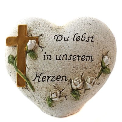 Grabschmuck "Du lebst in unserem Herzen", Herz & Kreuz