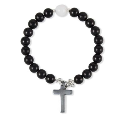 Bangle black with hematite cross