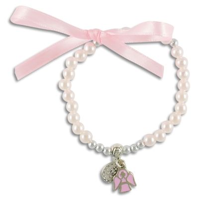 Rosary bracelet "Mercy giver and guardian angel", pink