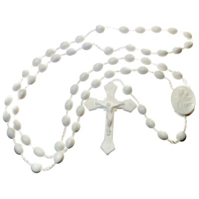 Plastic rosary, white