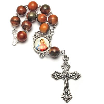 Ten-piece rosary marbled glass, orange