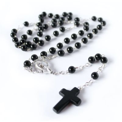 Onyx rosary necklace