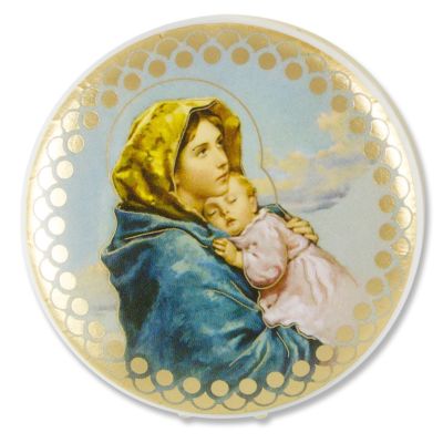 Madonna with baby Jesus" tin