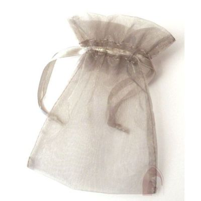 Rosary bag made of organza, silver-colored