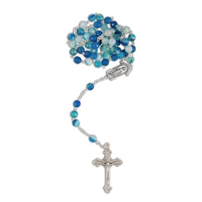 Agate "Heaven" rosary, blue