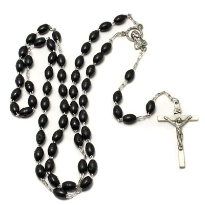 Rosary chained plastic black