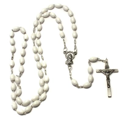 Rosary chained plastic white