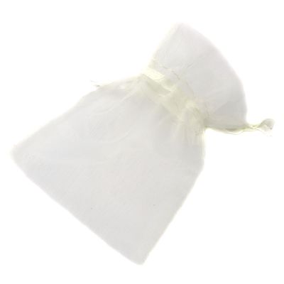 Small organza rosary bag, beige