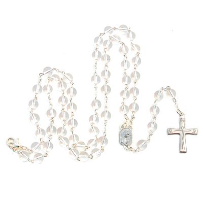 Rosary crystal, silver-plated and rhodium-plated