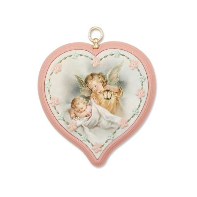 Picture guardian angel heart "Protection in sleep", pink