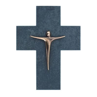 Cross made of slate with bronze body