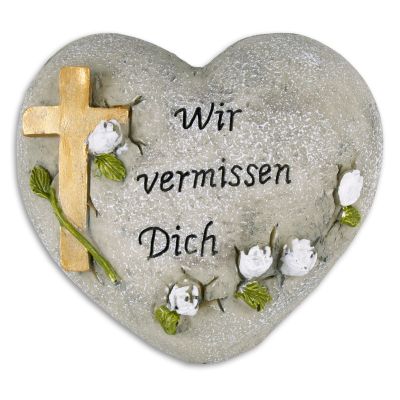 Grave decoration "We miss you", heart &amp; cross