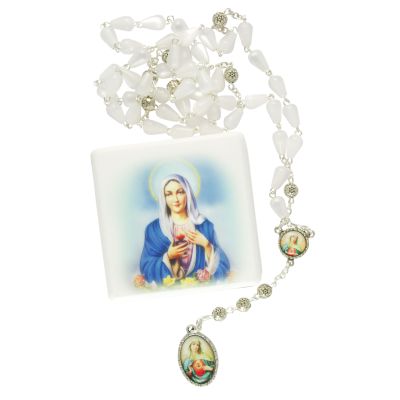 Mary Tears Rosary in plastic box "Heart of Mary"